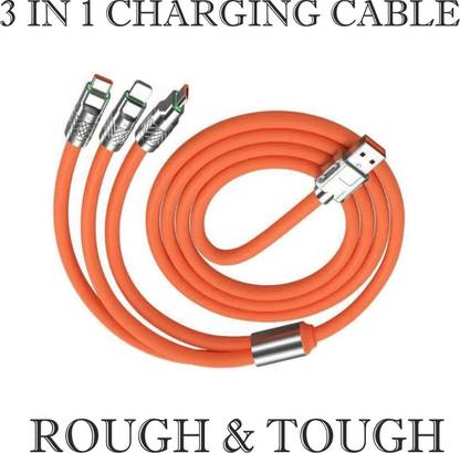 2N2 3-in-1 Cable 1 m 120W Charger Cable, 3 IN 1 Fast Charging Data Cable, Portable Charger Cord R3R01