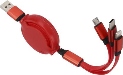 blue seed 3-in-1 Cable 1.2 m Multi Charging Cable, 3 in 1 Multi Retractable USB Charger Cable, Charging Cord Adapter with Type-C, Micro USB Port Compatible