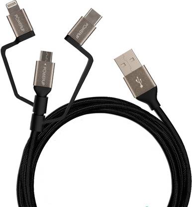 powerup stay charged 3-in-1 Cable 2 A 1.5 m nylon braided USB To Lightning/Type C