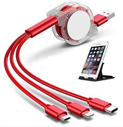 Circuitbox 3-in-1 Cable 2 A 1.3 m 3in1 Retractable Multiple Port Fast Charging Cable Mobile Data Cable