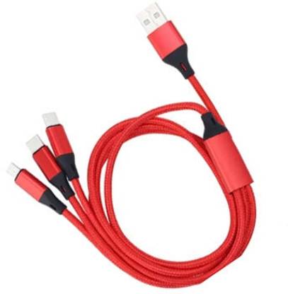 Techpunch 3-in-1 Cable 1 m USB Charging Cable 3 in 1 Multi USB Phone Cable Multiple Charger Fast Charging Cord Compatible with Most Smart Phones