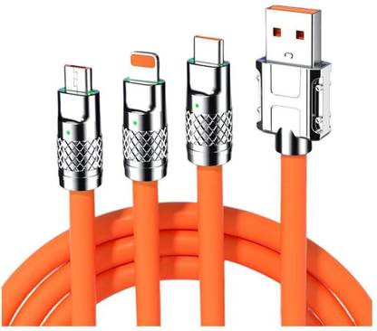 Campark 3-in-1 Cable 1.2 m Multi Charging Cable 4 FT 3 in 1 Fast Changer Cord,USB Port Connectors for All Most Cell Phones Tablets and More,Changer only (1, Orange)