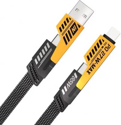 Bonafide 3-in-1 Cable 6 A 1.2 m Nylon Braided 4 in 1 Metal Flat Braided Indestructible Cable 1.5m 65W w/type C,USB & Lightning