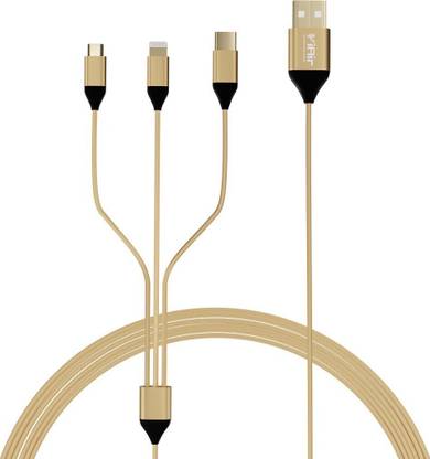 IAIR 3-in-1 Cable 1.25 m D14 3 in 1 Right Angled Multi USB Charging Cable(Gold)
