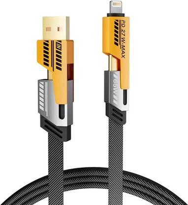 Tecmarx 3-in-1 Cable 1 m 4 in 1 65W Fast Charging Cable Compatible for-iPhone & Android with MFI Certified (1 Meter)