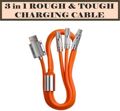 2N2 3-in-1 Cable 1 m Charger Cable 3 IN 1 Fast Charging Data Cable, Portable & TOUGH Charger Cord J12