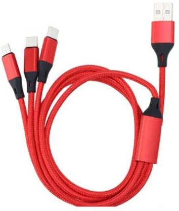 RENTOOR 3-in-1 Cable 1 m USB Cable Phone Charging Cable 3 in 1 Multi USB Cable Multiple Charger Fast Charging Cord Compatible with Most Smart Phones