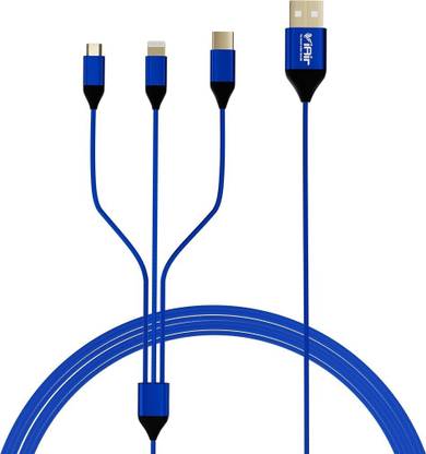IAIR 3-in-1 Cable 1.25 m D14 3 in 1 Right Angled Multi USB Charging Cable(Blue)