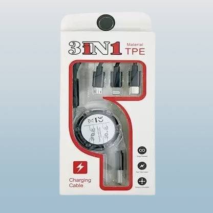 3BAAN 3-in-1 Cable 1.2 m R11 3 in 1 Cable Advanced Comaptible For Many Devices Portable Retractable Wire