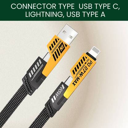 SACRO 4-in-1 Cable 1 m 4-in-1 Multi-Port Fast Charging, Data Sync Cable for Lightning, Type-C, USBY32