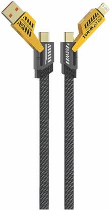 Vimora 4-in-1 Cable 6 A 1 m Braided Nylon 4 in 1 65W Fast Charging Cable Compatible for-iPhone & Android with MFI Certified (1 Meter)