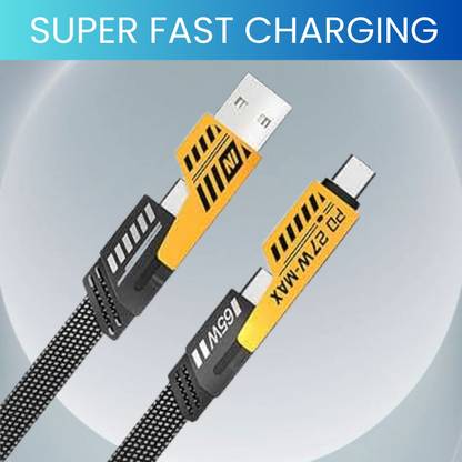 SACRO 4-in-1 Cable 1 m 4-in-1 Multi-Port Fast Charging, Data Sync Cable for Lightning, Type-C, USBY456