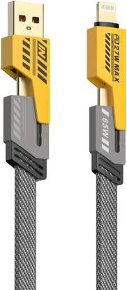 SB 4-in-1 Cable 1.2 m Braided Braided 4 in 1-65W Fast Charging Cable Compatible for-iPhone & Android with MFI Certified (1 Meter)