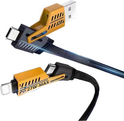 TECLUSIVE 4-in-1 Cable 3 A 1.2 m Cloth Braided Multi Unbreakable 65W Super Fast Charging Data Cable USB Type C for iPhone 16 15 14/iPad/Macbook/Laptop/Galaxy S25 S24 Ultra