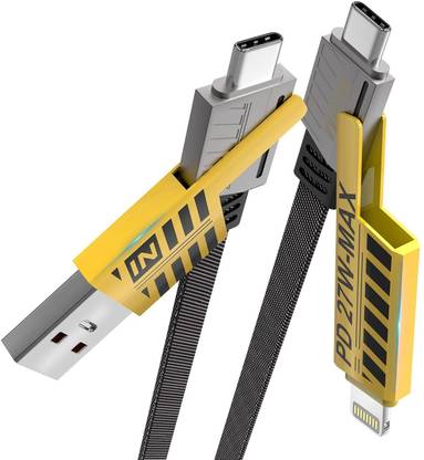 girik 4-in-1 Cable 1 m 4 in 1 Metal Alloy Ports Fast Charging & Data Transfer 65W Cable|Super Durable Texture Braided|Supporting Thunderbolt Port,Type C Lightning,Type A for All iPhones & Laptop
