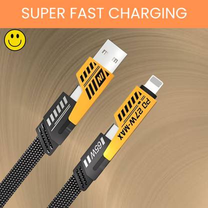 SACRO 4-in-1 Cable 1 m 4 IN 1 Braided Multi Functional Fast Charging Cable with Fast Data TransferW458