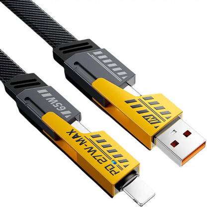 VOOCfiT 4-in-1 Cable 13 A 1.2 m Nylon METAL Designed to Deliver – Lightning Speed, Endless Possibilities!" Compatible for-65W Android & 27W Apple with MFI Certified