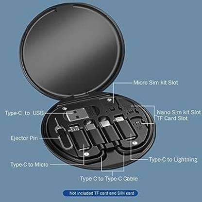 ETN 4-in-1 Cable 0.6 m Mini Multi-Functional Fast Charging Data Cable Set for Apple, Android