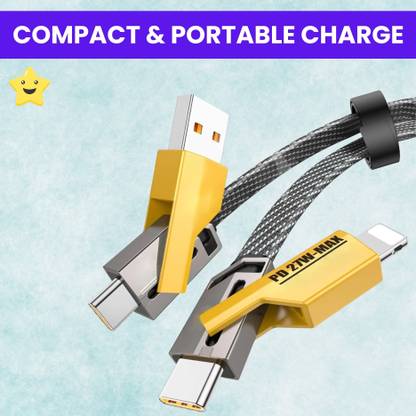 SACRO 4-in-1 Cable 1 m 4 IN 1 Charging Cable, Multi Functional Fast Charging Cable For All DeviceD237