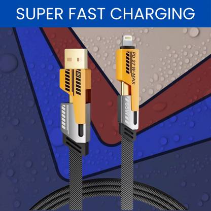 FRONY 4-in-1 Cable 1 m 4-in-1 Multi-Port Fast Charging, Data Sync Cable for Lightning, Type-C, USBW270