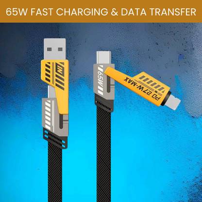 SACRO 4-in-1 Cable 1 m 4-in-1 Multi-Port Fast Charging, Data Sync Cable for Lightning, Type-C, USBT1