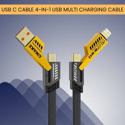 SACRO 4-in-1 Cable 1 m 4-in-1 Multi-Port Fast Charging, Data Sync Cable for Lightning, Type-C, USBY334