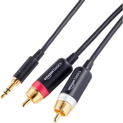 TECHSOFT AUX Cable 2 A 1.2 m a corrosion-resistant gold-plated AmazonBasics 3.5mm to 2-Male RCA Adapter Cable - 4 Feet