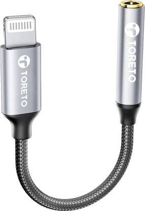 Toreto AUX Cable 3.5 m Lightning to 3.5 mm Headphone Jack Adapter for iPhone, iPhone Aux Adapter Converter Dongle Audio Cable