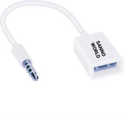 SANNO WORLD AUX Cable 0.1 m 3.5mm Male Car AUX Audio Jack to USB 2.0 Female Adapter Converter Cord OTG Cable
