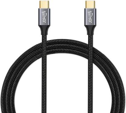 Verilux DVI Cable 12.1 m Nylon Type C Cable Fast Charing 100W 5FT, USB C to USB C 3.1 Nylon Braided Cord 10Gbps