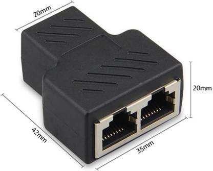 Etzin Ethernet Cable 0 m RJ45 1 IN 2 OUT Dual Female LAN Ethernet Socket Connector Coupler Adapter EPL-1009TC