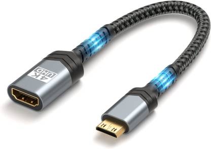 Etzin HDMI Adapter 0.5 m Mini HDMI to HDMI Adapter, Mini HDMI Male to HDMI Female Cable with 4K 60Hz HDR 3D 18Gbps Dolby,