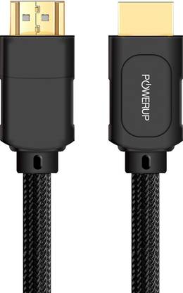 POWERUP HDMI Cable 2 m High-Speed Ethernet Cable 2 Meter (6.6ft) with 24K Gold Plated Connectors Supports 3D, Video 4K 2160p HD 1080p