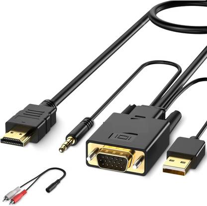 RuhZa HDMI Cable 3 m VGA to HDMI Adapter Cable 10FT/3M (Old PC to New TV/Monitor with HDMI