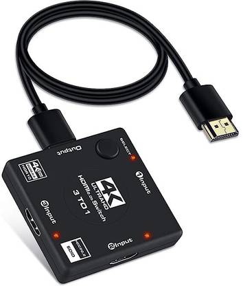 ONTUBE HDMI Cable 1 m HDMI Switch 4K@60Hz NEWCARE 3-Port HDMI Switcher Selector 3 in 1 Out Supports