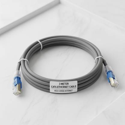 AffordaHub LAN Cable 3 m Cat6 Ethernet LAN Cable High-Speed Internet Network Cable – RJ45 Connector for Router, PC, Laptop & Modem