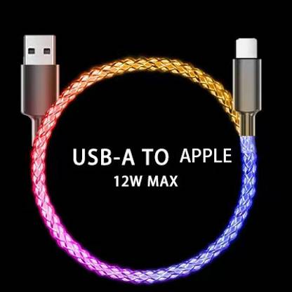 RTEKNO Lightning Cable 1 m 12 W to MAX 27 W Multicolour LED Glowing Wire Cable with Data Transfer Enable
