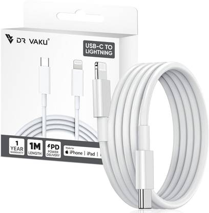 DR VAKU Lightning Cable 1 m USB C to Lightning Cable for Fast Charging and High Speed Data Transfer