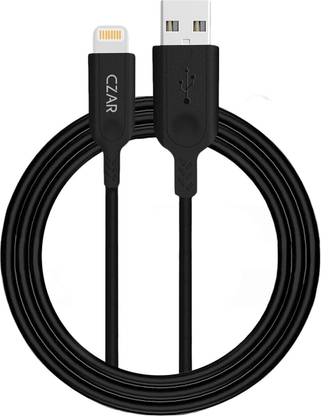 Czar Lightning Cable 6.5 A 1 m Certified 3.3 ft/1 m High Durability USB A to Lightning (Black)