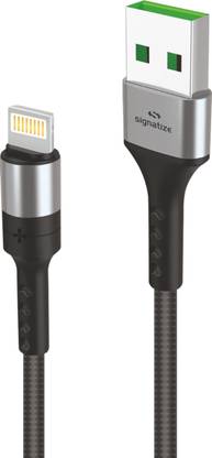SIGNATIZE Lightning Cable 4 A 1.2 m 4A ios USB Data & Charging Cable, Made in India, 480Mbps Data Sync, Strong & Durable 1.2-Meter Nylon Braided USB Cable for ios USB Devices - (SILVER)