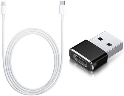 I-Birds Enterprises Lightning Cable 1 m USB 3 USB-C Mini Adapter with Fast Charging & Data Sync Type-C to 8Pin USB Cable With USB To Type-C OTG Compatible with iPhone iOS Devices