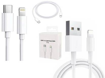Orionis Lightning Cable 1 m Lightning-Fast Charging Combo: USB-C to Lightning & USB-A to Lightning Charging Data Cables