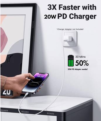 RoarX Lightning Cable 1 m PVC Fast Charging Premium USB Type C To LIGHTING Cable For 11,12,13,14 Series