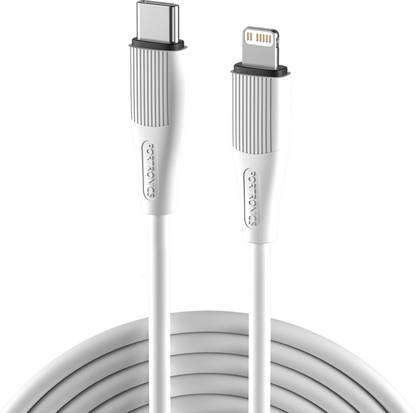 Portronics Lightning Cable 3 A 1 m Silklink 3A Type C to 8 Pin Fast charging Cable for Lightning Devices, Premium Silicon Cable