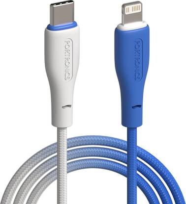 Portronics Lightning Cable 3 A 1 m Hue X 20W Dual Tone Colour Fast Charging Cable 480Mbps Data Sync, Premium Braided Cable