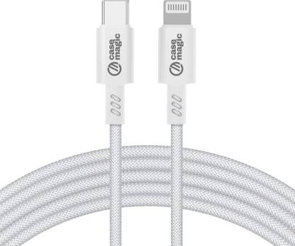 Case-Magic Lightning Cable 1 m USB-C to Lightning Cable 27W PD Fast Charging Data Cord Nylon Braided 480Mbps  (Compatible with iPhone 14/13/12/11/XS/XR/X/8/SE iPad, Mini, Pro, Max Series, White, One Cable)
