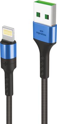SIGNATIZE Lightning Cable 4 A 1.2 m 4A ios USB Data & Charging Cable, Made in India, 480Mbps Data Sync, Strong & Durable 1.2-Meter Nylon Braided USB Cable for ios USB Devices - (BLUE)