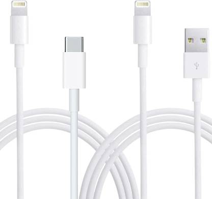 Mahaganpati Accessories Lightning Cable 1 m Lightning Cable For Fast Charging (1 Type C +1 USB Cable)