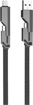 RoarX Lightning Cable 6 A 1 m Original quality lightning cable 4 in 1 60 Watt Fast Charging Cable Compatible for-iPhone & Android with MFI Certified (1 Meter)