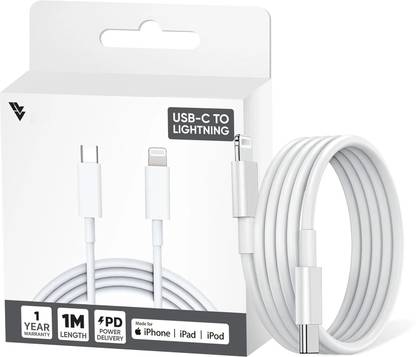 DR VAKU Lightning Cable 1 m Type C to Lightning USB Cable for Fast Charging and High Speed Data Transfer